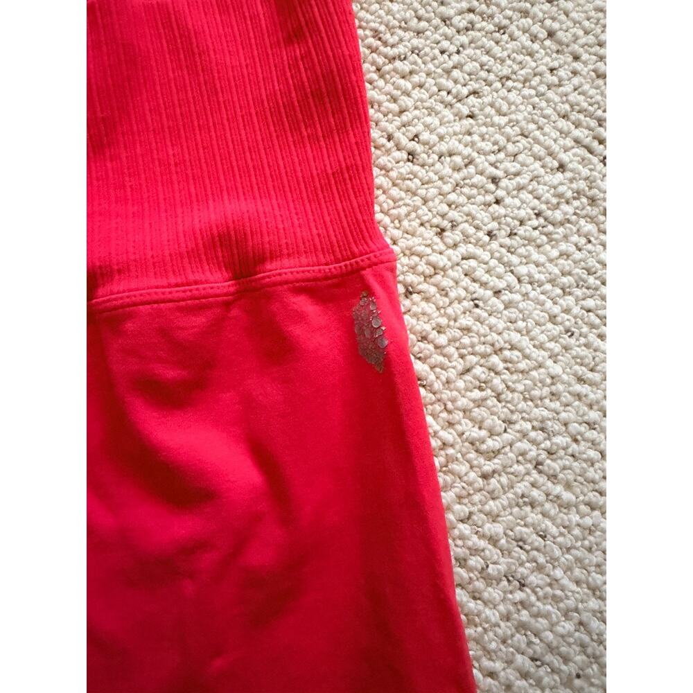 Free People FP Movement Leggings M/L Muted Coral High Rise Ribbed Waist - Picture 9 of 9